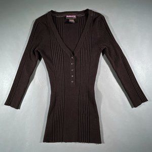 Hooked Up by IOT Brown Stretch Top Long Sleeves Size M‎